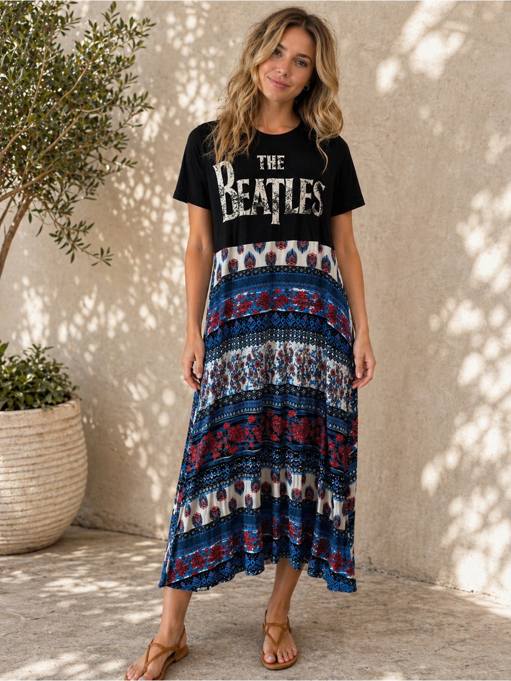 Upcycled BEATLES tshirt dress